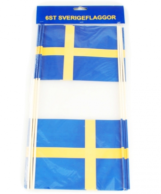 Svensk flagga handflagga 6-pack i gruppen Festartiklar / Festteman / Lnder  / Sverige hos PARTAJSHOP AB (204738-H171r)