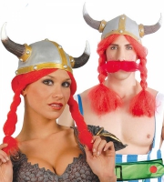 Vikingahjlm med peruk