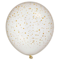 Transparent ballong med guldstjrnor
