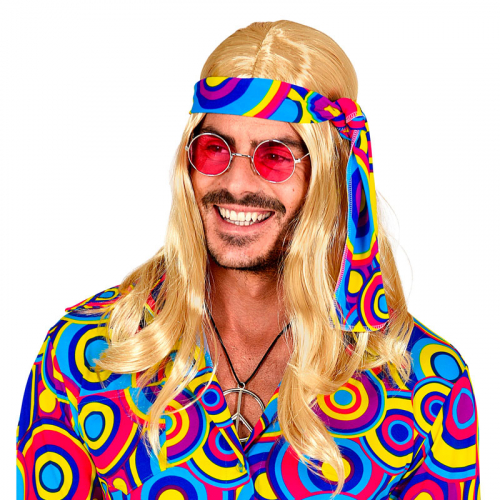 Peruk Hippie med h�rband Blond i gruppen Maskerad / Maskeradteman / 60-talstema hos PARTAJSHOP AB (02846)