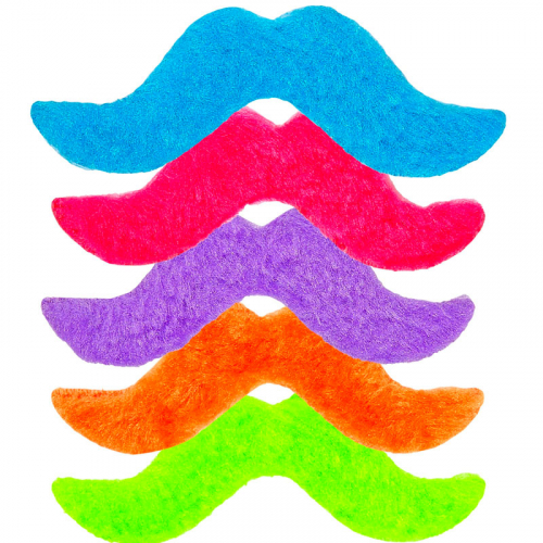 Mustascher 5-pack Rainbow i gruppen Festartiklar / Festteman / Pride hos PARTAJSHOP AB (07784)