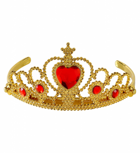 Tiara Guld med röda stenar i gruppen Maskerad / Maskeradtillbehör / Kronor, diadem & tiaror hos PARTAJSHOP AB (09787)