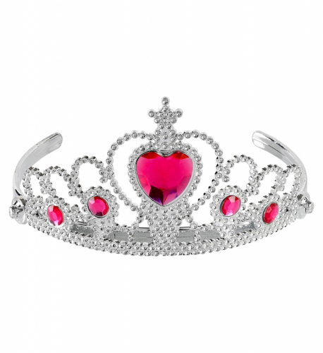 Tiara Silver med rosa stenar i gruppen Maskerad / Maskeradtillbehör / Kronor, diadem & tiaror hos PARTAJSHOP AB (09789)