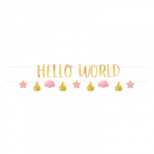 Girlang Hello World Rosa i gruppen Hgtider / Baby shower / It's a GIRL hos PARTAJSHOP AB (120473)