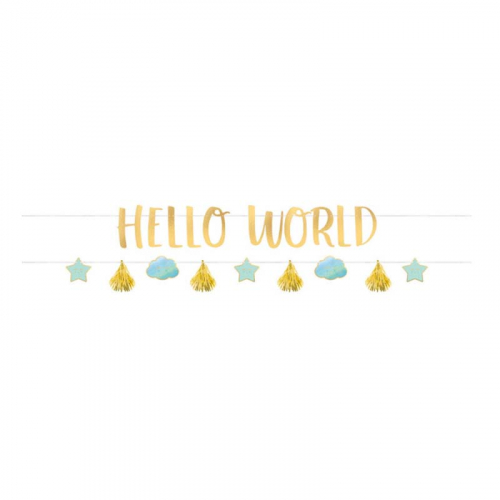 Girlang Hello World Bl� i gruppen H�gtider / Baby shower / It's a BOY hos PARTAJSHOP AB (120474)