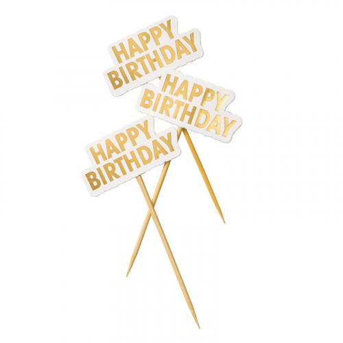 Picks Happy Birthday Guld i gruppen Festartiklar / Festteman / Födelsedagsfest / Guld hos PARTAJSHOP AB (202359)