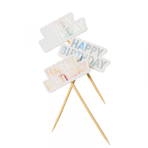 Picks Happy Birthday Silver i gruppen Festartiklar / Festteman / Födelsedagsfest / Silver hos PARTAJSHOP AB (202360)