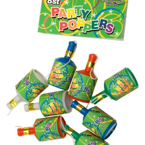 Party Poppers 8-pack i gruppen Festartiklar / Festteman / Fdelsedagsfest hos PARTAJSHOP AB (204009-B253)