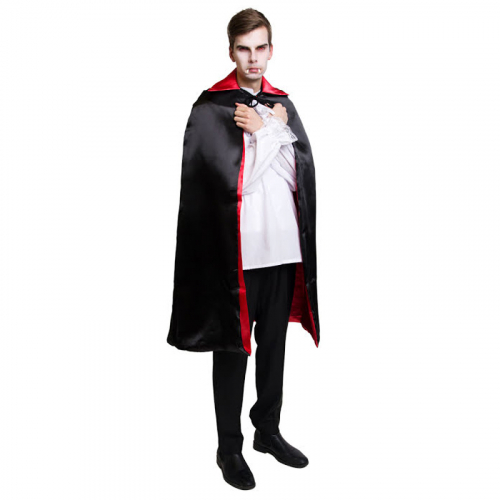 Cape svart 110 cm med vit eller röd krage i gruppen Högtider / Halloween / Halloweendräkter / Vampyrdräkter hos PARTAJSHOP AB (209157-G251r)