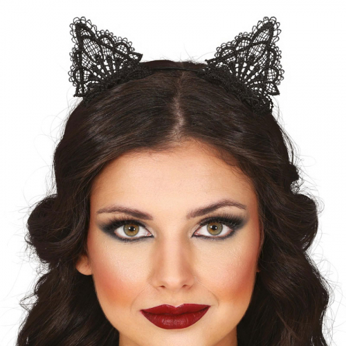 DIadem Kattron i spets i gruppen Hgtider / Halloween / Halloweentillbehr hos PARTAJSHOP AB (24915)