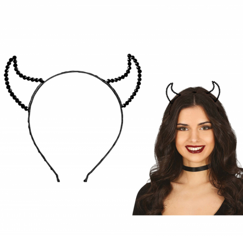 Diadem svarta horn i gruppen Maskerad / Maskeradtillbehör / Kronor, diadem & tiaror hos PARTAJSHOP AB (29592)