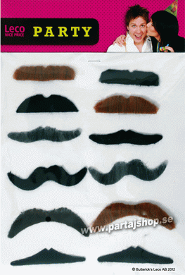 Mustascher 12-pack i gruppen Maskerad / Skgg & mustasch  / Mustascher hos PARTAJSHOP AB (38502-A245)