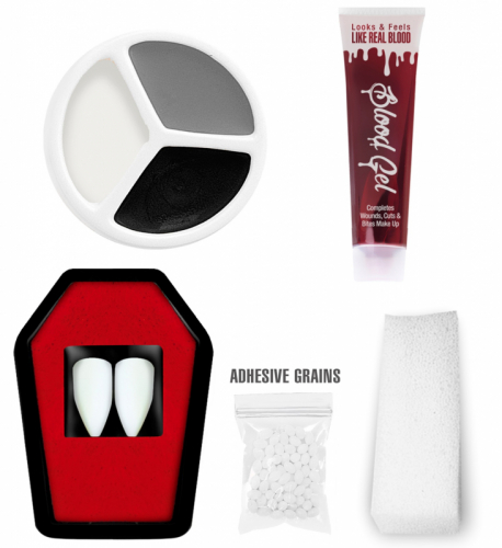 Vampyr make up set med tnder i gruppen Hgtider / Halloween / Halloweensmink hos PARTAJSHOP AB (4100V)