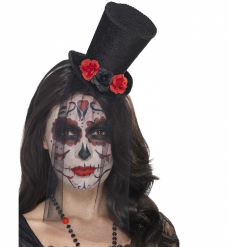 Top hat day of the dead i gruppen Hgtider / Halloween / Halloweentillbehr hos PARTAJSHOP AB (44652)