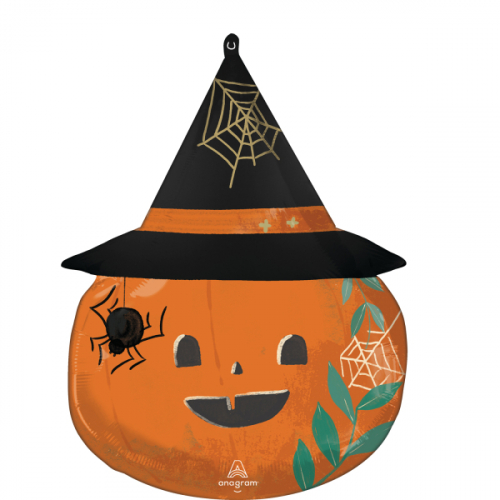 Folieballong Pumpa med hxhatt i gruppen Hgtider / Halloween / Halloweenballonger hos PARTAJSHOP AB (4482975)