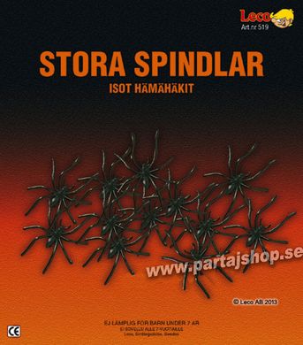 Stora spindlar, 12st  i gruppen Hgtider / Halloween / Halloweendekoration hos PARTAJSHOP AB (519-C153)