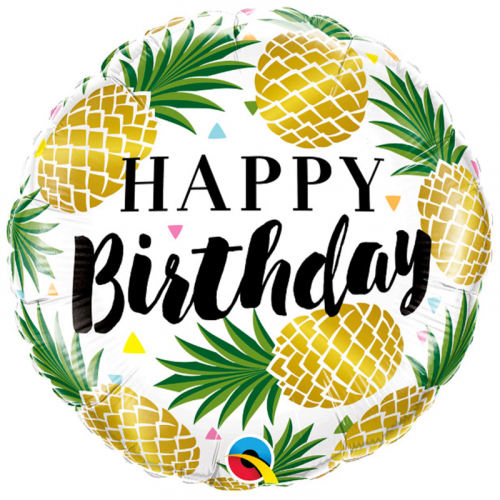 Folieballong Ananas Happy Birthday i gruppen Festartiklar / Festteman / Fdelsedagsfest / Guld hos PARTAJSHOP AB (57277Q)