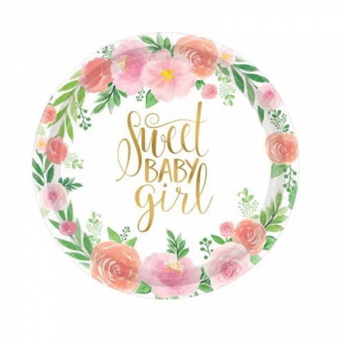 Papperstallrikar Sweet Baby Girl i gruppen Hgtider / Dop / Dop Dukning  hos PARTAJSHOP AB (592165)