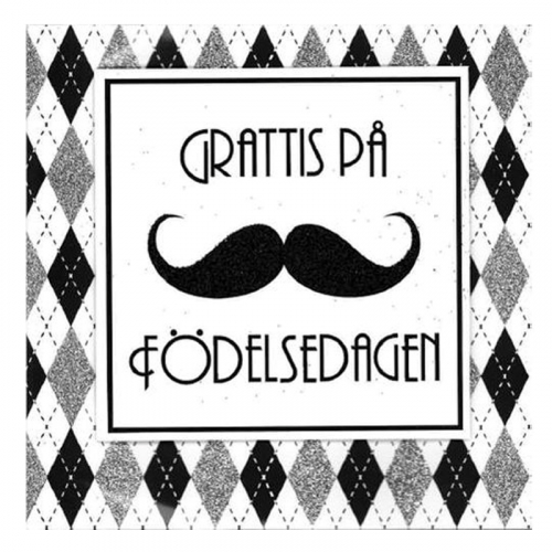 Fdelsedagskort Grattis Mustasch i gruppen Festartiklar / Presentinslagning / Grattiskort hos PARTAJSHOP AB (6-2028-001)