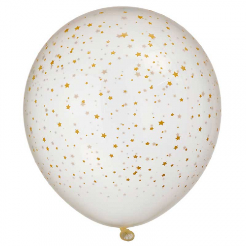 Transparent ballong med guldstjrnor i gruppen Festartiklar / Festteman / Fdelsedagsfest / Guld hos PARTAJSHOP AB (64688)