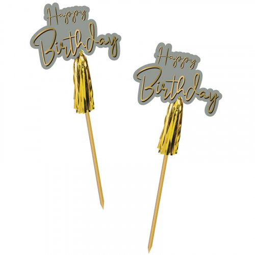 Picks Happy Birthday i gruppen Festartiklar / Festteman / Fdelsedagsfest / Guld hos PARTAJSHOP AB (68489)