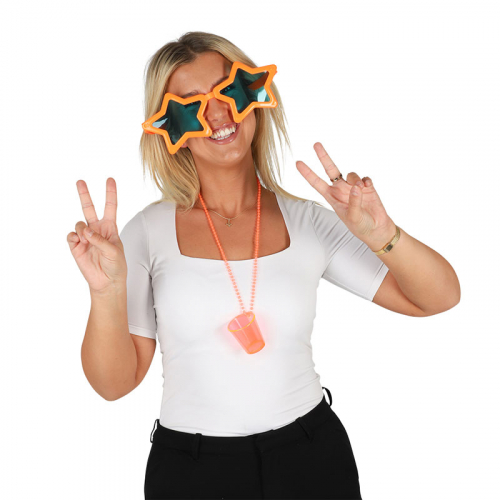 Stjärnglasögon i neonorange i gruppen Högtider / Möhippa / Accessoarer Möhippa hos PARTAJSHOP AB (68628)