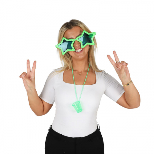 Stjärnglasögon i neongrön i gruppen Maskerad / Maskeradtillbehör / Glasögon hos PARTAJSHOP AB (68629)