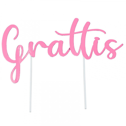 Caketopper Rosa Grattis i gruppen Festartiklar / Festteman / Fdelsedagsfest / Rosa hos PARTAJSHOP AB (70691)