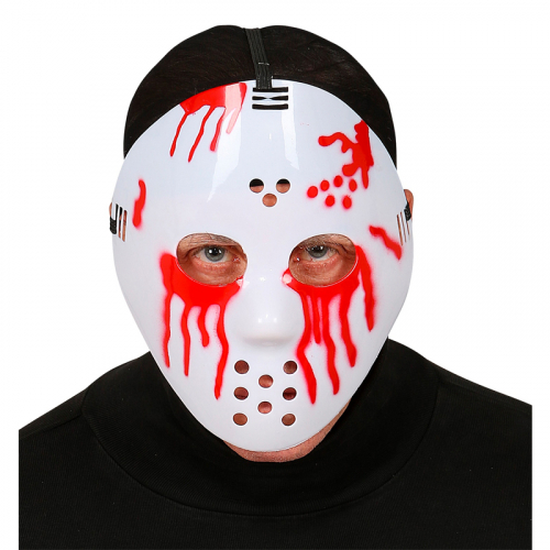 Hockeymask Vit med blod i gruppen Hgtider / Halloween / Halloweenmasker hos PARTAJSHOP AB (86860)