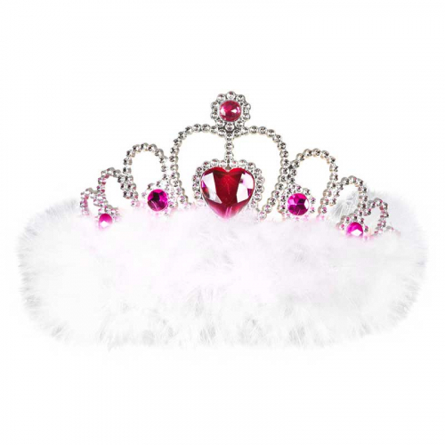 Tiara silver med vitt fluff i gruppen Festartiklar / Festteman / Fdelsedagsfest / Rosa hos PARTAJSHOP AB (8868W)