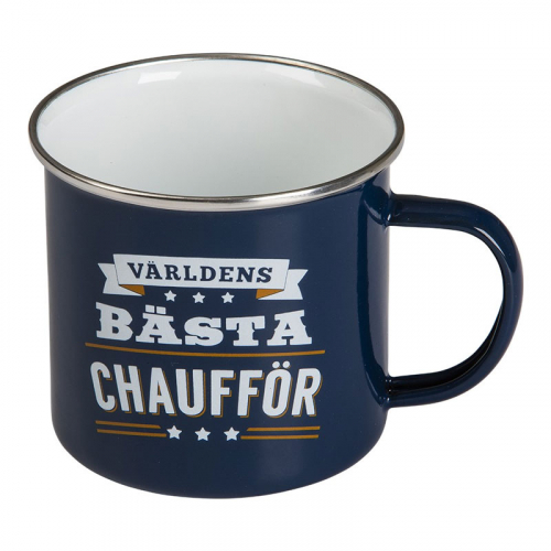 Retro emaljerad pltmugg Chauffr i gruppen Roliga prylar / Glas och muggar / Retromuggar hos PARTAJSHOP AB (89018)