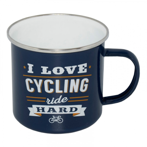 Retro emaljerad pltmugg Cycling i gruppen Roliga prylar / Glas och muggar / Retromuggar hos PARTAJSHOP AB (89037)