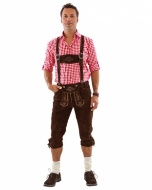 Tyrolerbyxa i kta lder i gruppen Hgtider / Oktoberfest / Oktoberfest klder / Lederhosen hos PARTAJSHOP AB (95700)