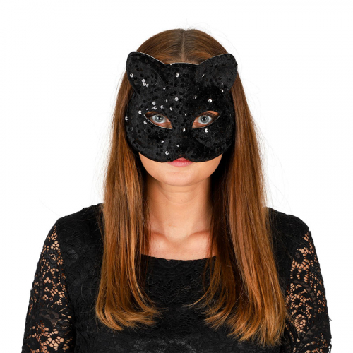 Mask Glittrig katt i gruppen Hgtider / Halloween / Halloweenmasker hos PARTAJSHOP AB (96511)
