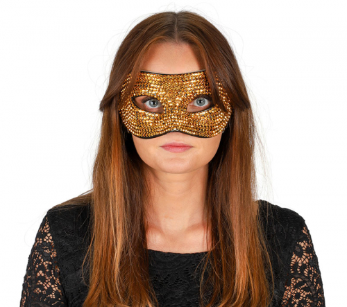 Mask guld glittrig i gruppen Hgtider / Halloween / Halloweenmasker hos PARTAJSHOP AB (96512)