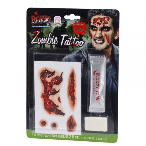 Tatuering med blod Zombie i gruppen Hgtider / Halloween / Halloweensmink hos PARTAJSHOP AB (96639)