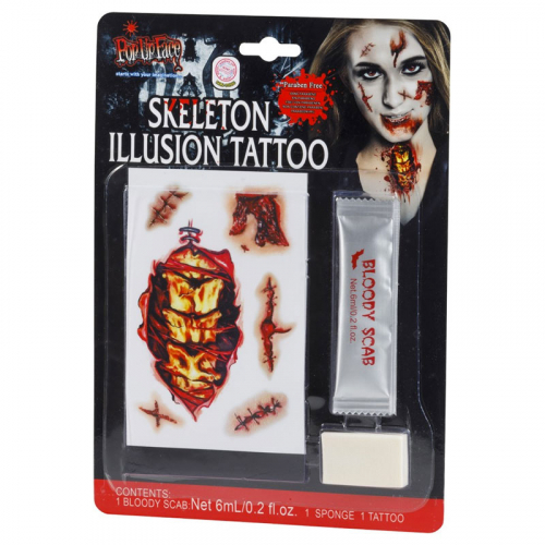 Tatuering med Blod Skelett i gruppen Hgtider / Halloween / Halloweensmink hos PARTAJSHOP AB (96640)