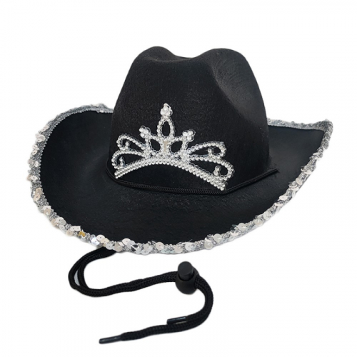 Cowboy hatt svart glitter i gruppen Maskerad / Maskeradteman / Halloweentema  hos PARTAJSHOP AB (97128)