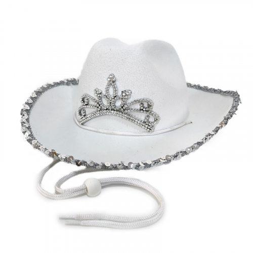 Cowboy hatt vit med glitter i gruppen Maskerad / Maskeradteman / Halloweentema  hos PARTAJSHOP AB (97129)