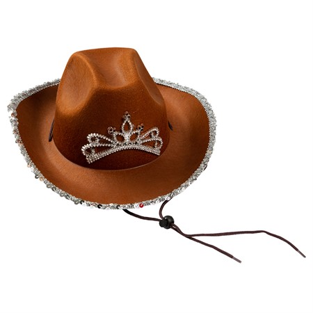 Cowboy Hatt Brun Med Glitter i gruppen Maskerad / Hattar / Vuxenhattar hos PARTAJSHOP AB (97164)