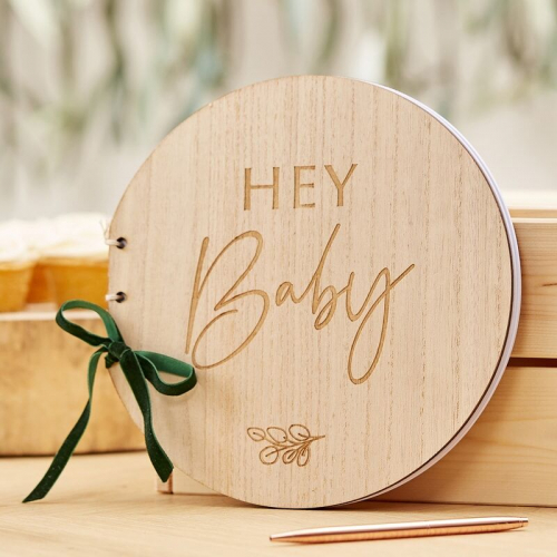 Gstbok i Tr Hey Baby i gruppen Hgtider / Baby shower / Hey Baby hos PARTAJSHOP AB (BAB-107)