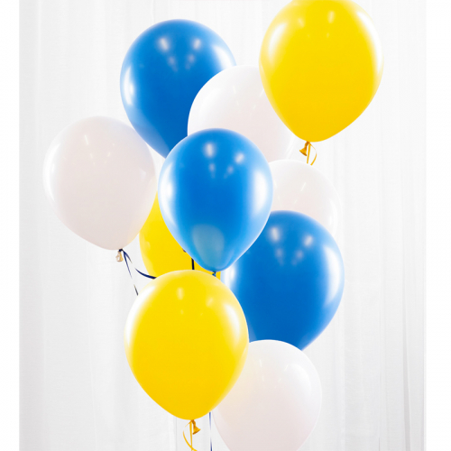 Ballongbukett Bl & Gul i gruppen Hgtider / Studenten / Studentballonger hos PARTAJSHOP AB (BB107)