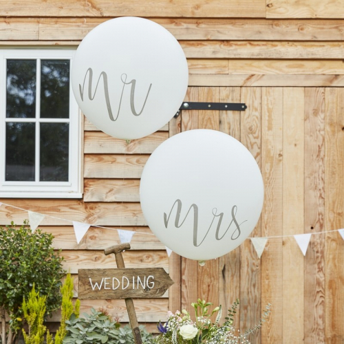 Ballonger Mr & Mrs 80cm  i gruppen Hgtider / Brllop / Brllopsteman / Silver & White hos PARTAJSHOP AB (CW-218)