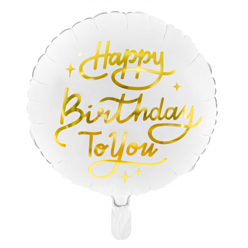 Folieballong Happy Birthday Vit & Guld i gruppen Festartiklar / Festteman / Fdelsedagsfest / Guld hos PARTAJSHOP AB (FB58)