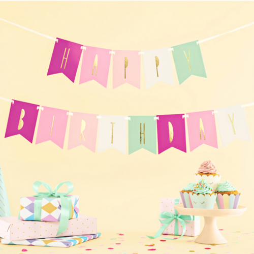 Girlang Happy Birthday Mix i gruppen Festartiklar / Festteman / Fdelsedagsfest / Rosa hos PARTAJSHOP AB (GRL58)