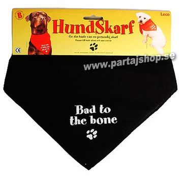 Svart hundscarf med text i gruppen Roliga prylar / Klder, kepsar & mssor hos PARTAJSHOP AB (HSKARF-E172)