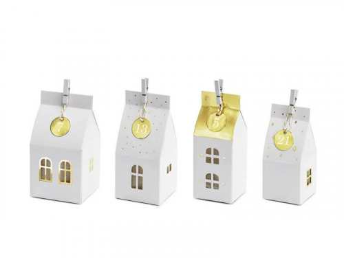 Adventskalender Hus Guld/Vit i gruppen Hgtider / Jul / Jultillbehr hos PARTAJSHOP AB (KA6)