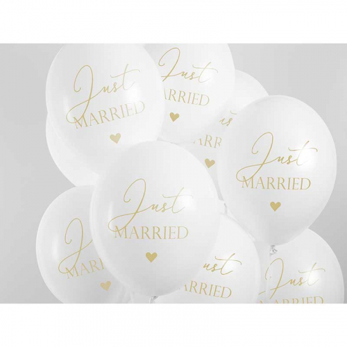 Ballong Just Married White & Gold i gruppen Hgtider / Brllop / Brllopsteman / Botanical hos PARTAJSHOP AB (SB14P-237-008-6)