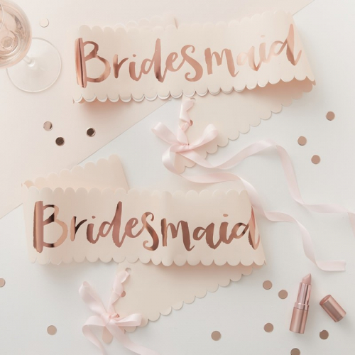 Ordensband Bridesmaid Ros i gruppen Hgtider / Mhippa / Mhippa Teman / Team Bride hos PARTAJSHOP AB (TB-614)