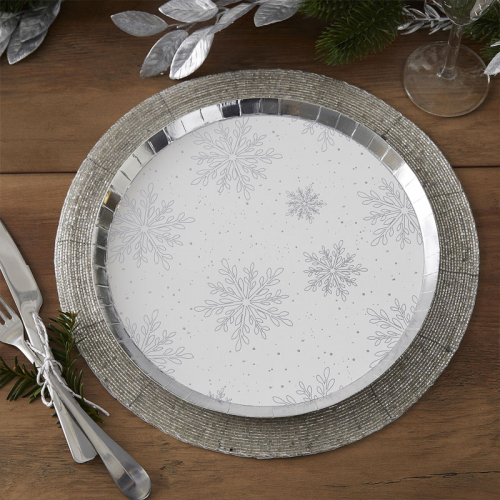 Tallrik Snowflakes Silver i gruppen Hgtider / Nyrsafton / Nyrsdukning hos PARTAJSHOP AB (TIS-603)